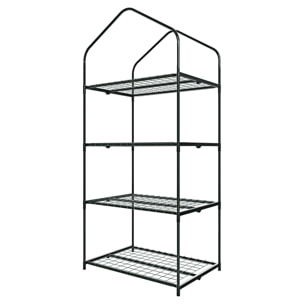 Serra A 4 Ripiani Da Giardino Per Orto Telaio In Acciaio Verniciato Telo In PVC Trasparente Porta Avvolgibile Apertura A Cerniera 69x49x160 Cm