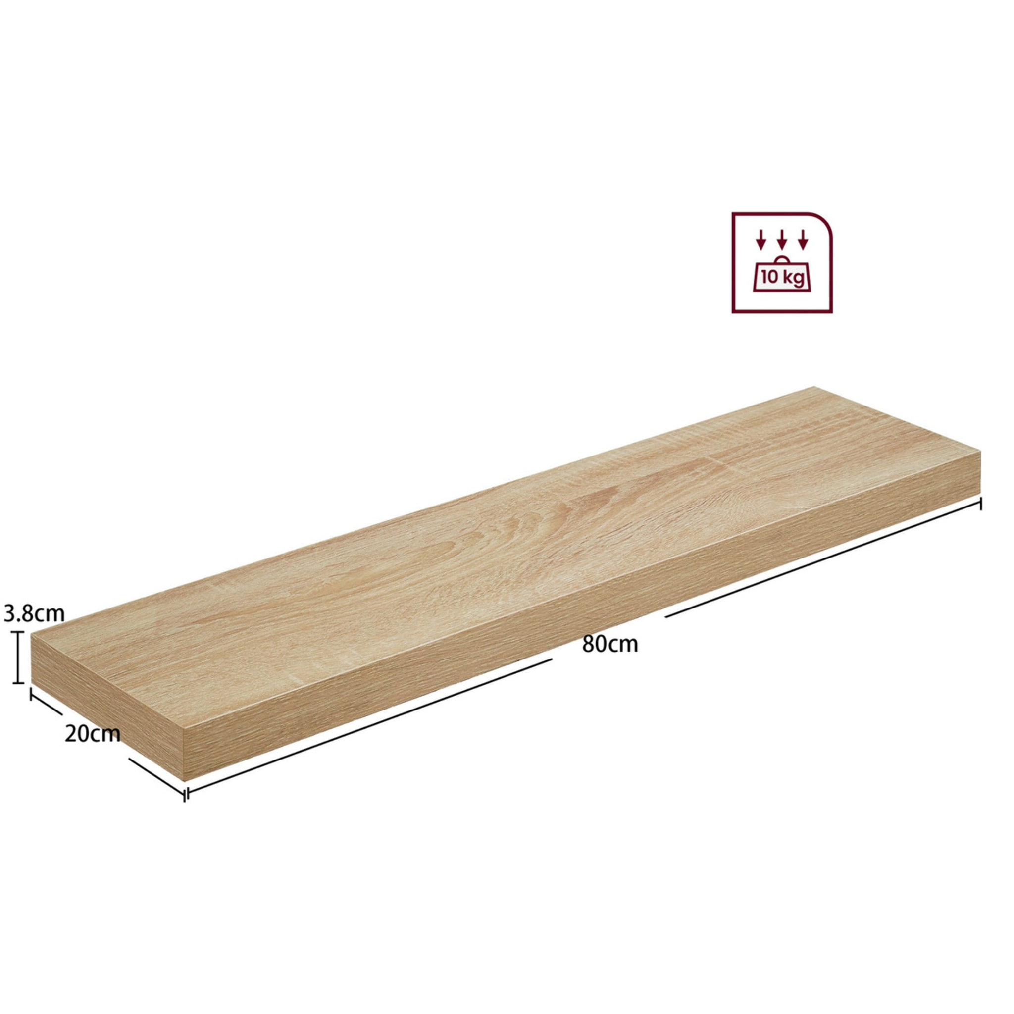 Mensola a scomparsa 80 cm effetto Rovere Sonoma