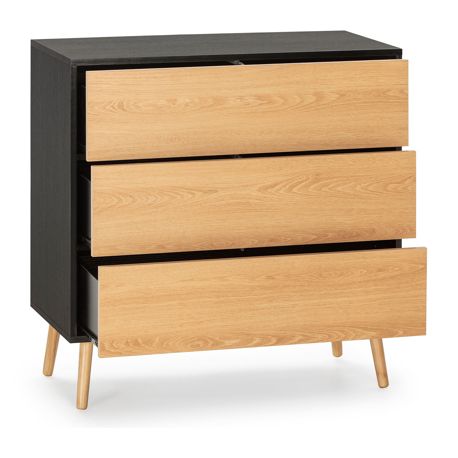 Cómoda de noche Apolo 3 cajones Color Negro/Madera