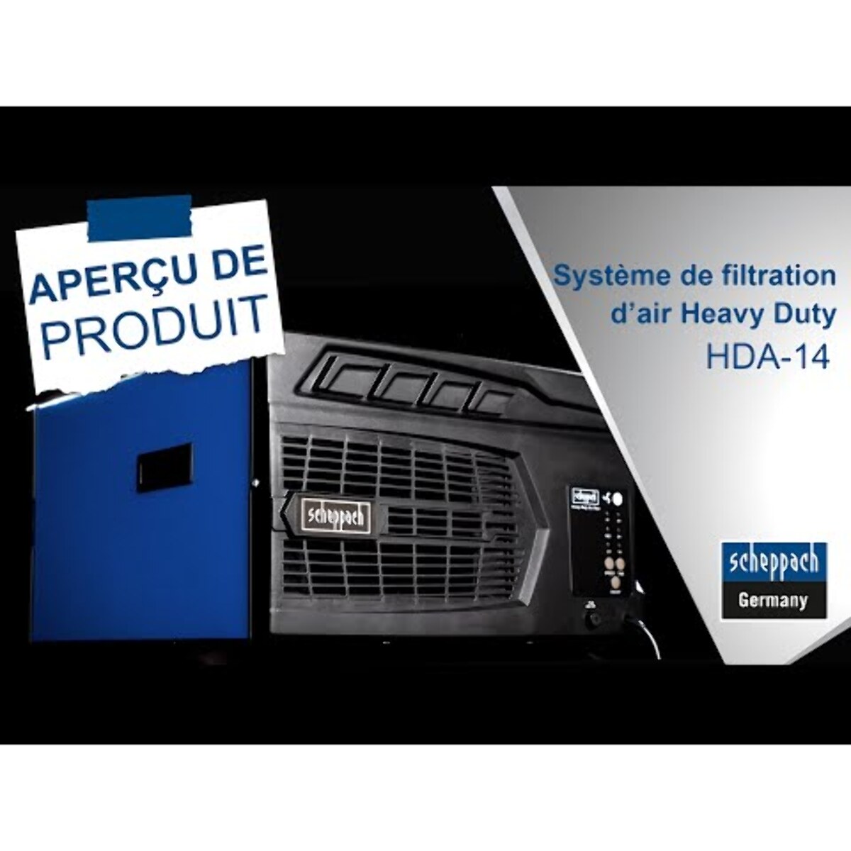Purificateur d'air HDA-14 - 740 m³/h de capacité - 3 Niveaux de Filtration jusqu'à 1 μm - Contrôle à distance & Suspension murale - Pour atelier jusqu'à 400m² - SCHEPPACH - 5903001901