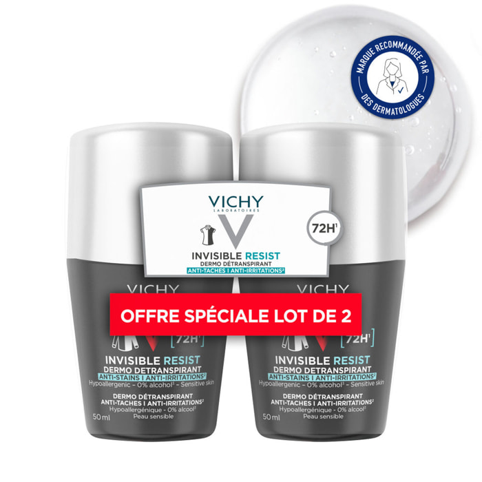 Invisible Resist Détranspirant Anti Irritations 72h - Lot de Déodorants Homme
