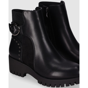 Botines de Piel Sintética - Negro - Tacón: 3 cm