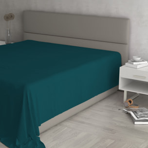 LENZUOLO SOPRA MAX COLOR, 100% Cotone, Tinta Unita, Made in Italy - VERDE PETROLIO