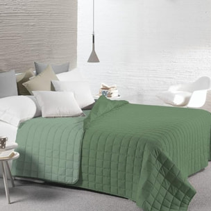 INTRECCI Copriletto Matrimoniale Estivo, Trapunta Estiva Matrimoniale, 260x260 cm, Coperta Estiva, anche Primaverile, Double Face, Moderna, Leggera, Elegante. Colore: Verde/Salvia
