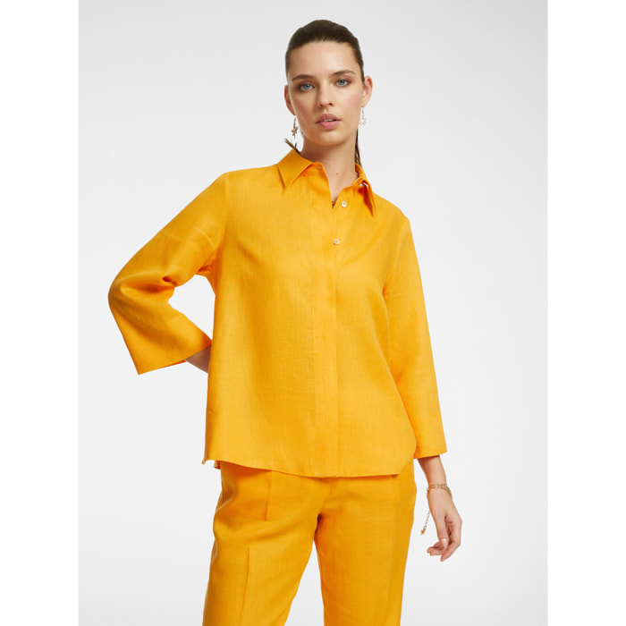 Elena Mirò - Camisa holgada de lino - Naranja sol