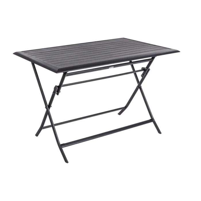 Table de jardin pliante rectangulaire "Azua" graphite 4 places en aluminium traité époxy