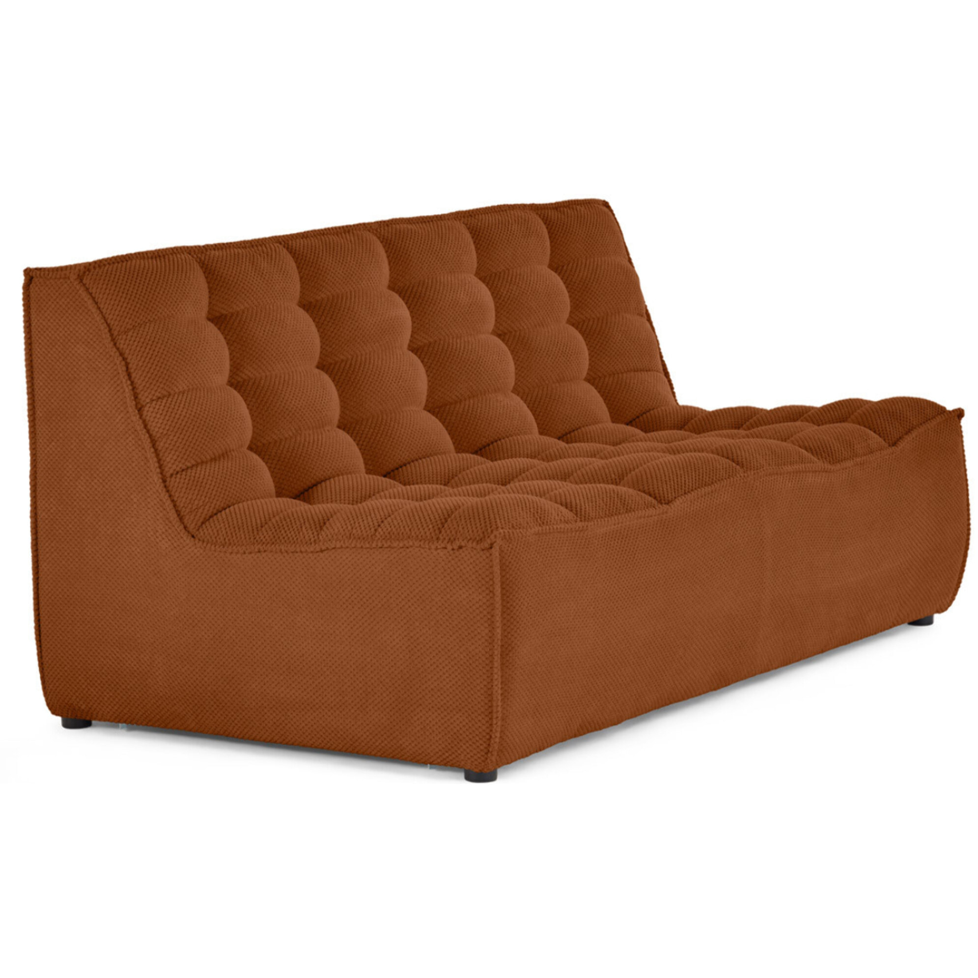 Ellie - module d'assise sans accoudoir 2 places en velours texturé - Terracotta