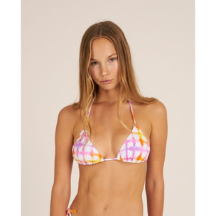 Top de bikini triángulo con estampado tie-dye