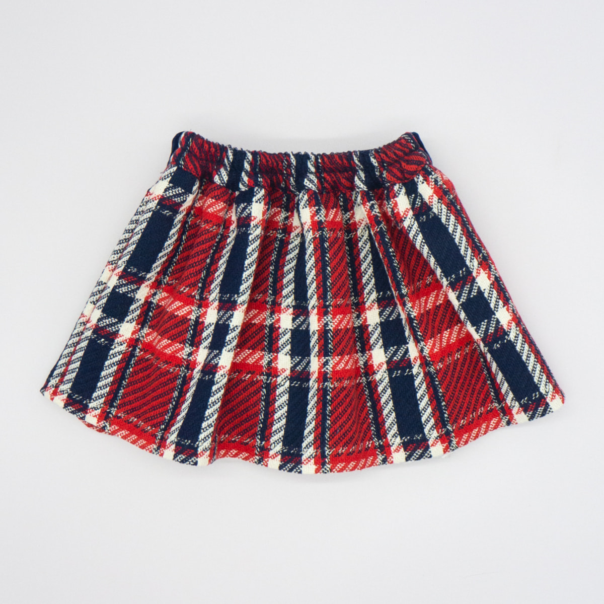 FALDA CUADROS CINTA TERCIOPELO ROJO Y AZUL