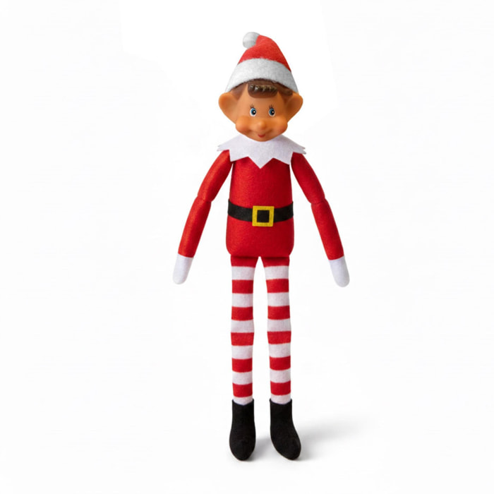 Elfo decorativo de 28cm, en poliéster y pp, figura decorativa para hogar, árbol o estantería