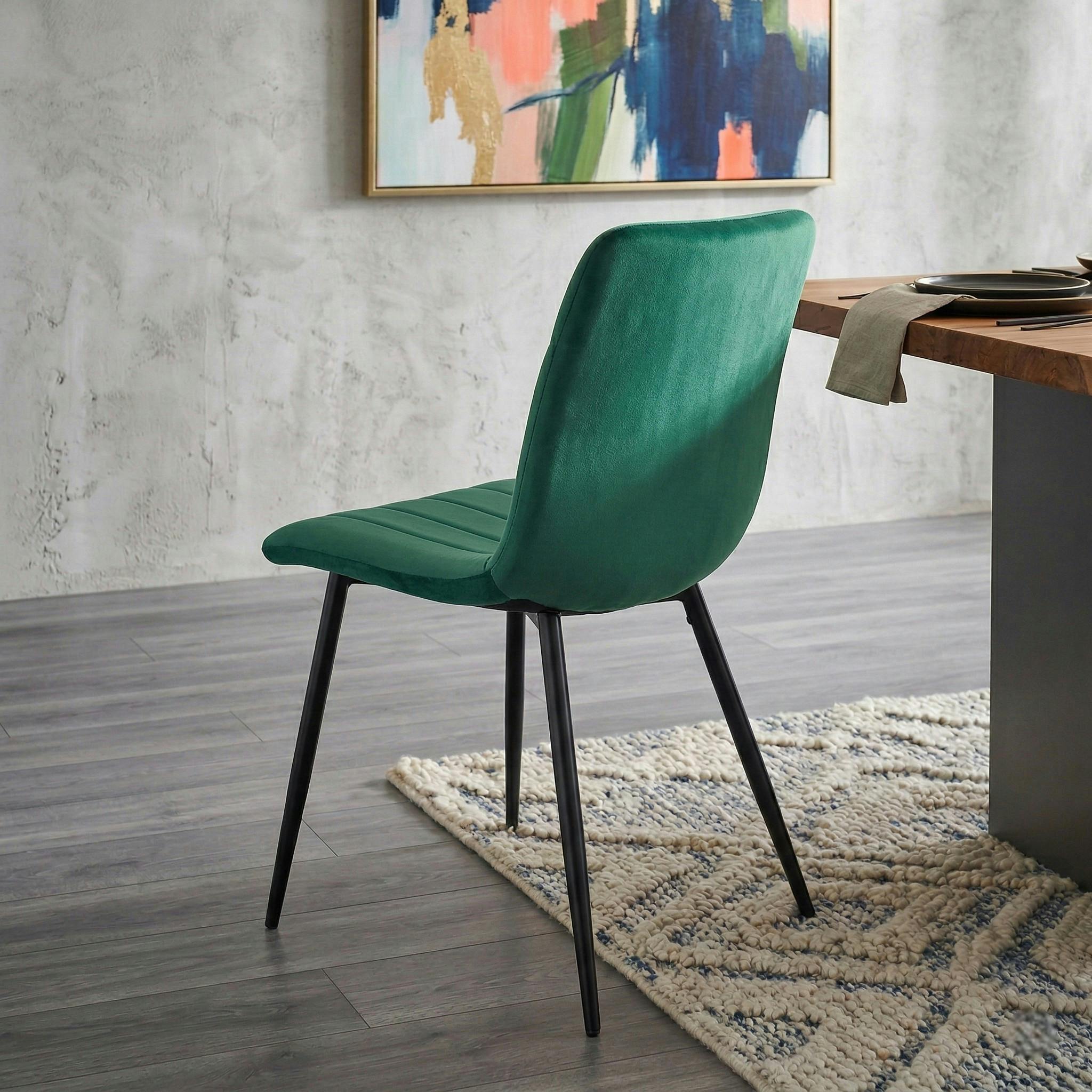 Chaise à rayures velours vert sapin (lot de 2) MALANG