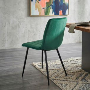 Chaise à rayures velours vert sapin (lot de 2) MALANG