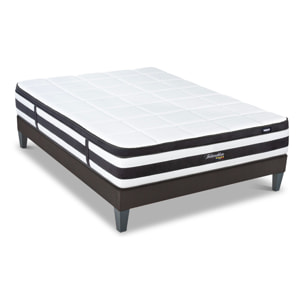 Ensemble Matelas Fontainebleau & Sommier KIT15, 25 cm, Ressorts Ensachés et Mousse polyuréthane, technologie Tri-Lattes, Soutien Ferme