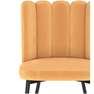 Lot de 2 chaises en velours jaune et pieds en métal - Rosy