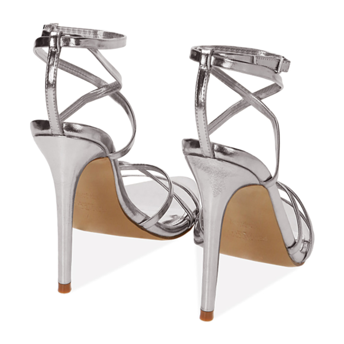 Sandali argento laminato, tacco 10,5 cm
