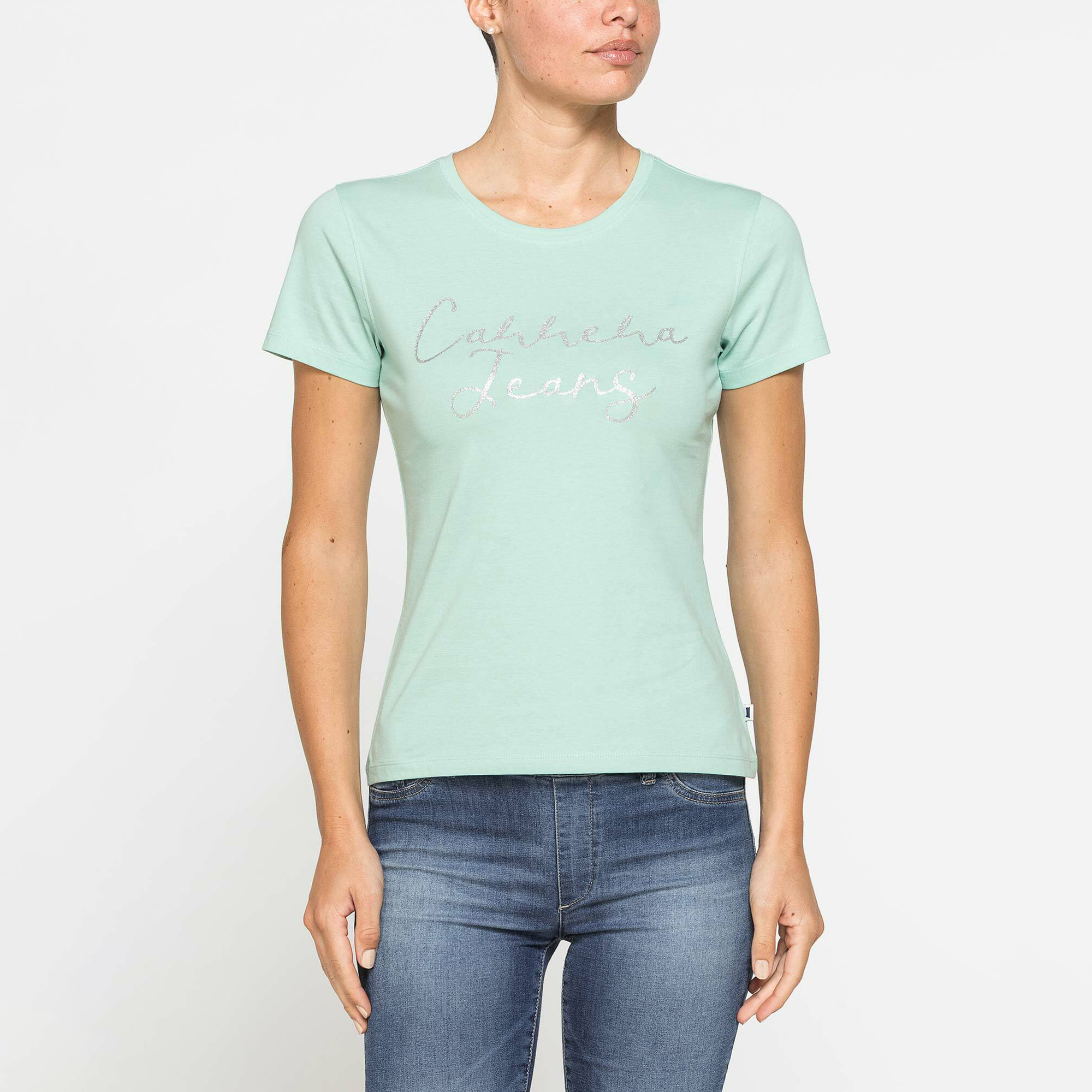 T-SHIRT CON STAMPA FRONTALE IN JERSEY DI COTONE