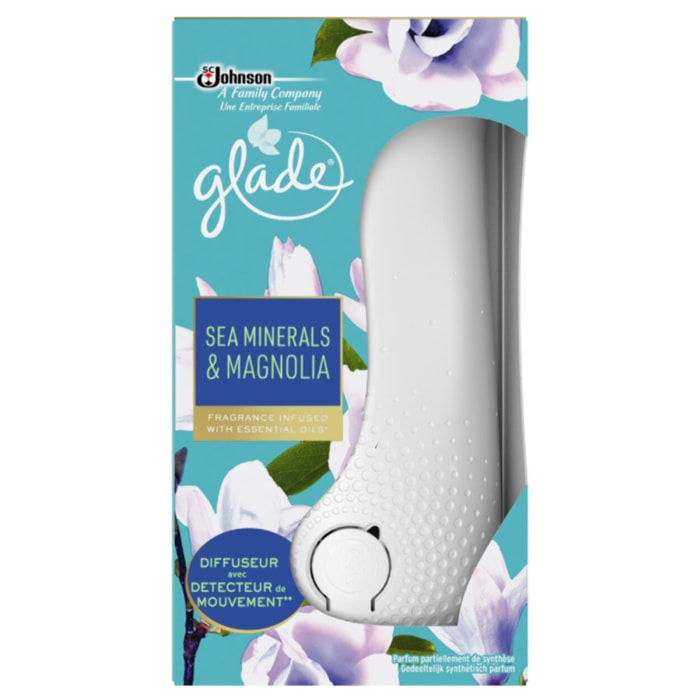 GLADE - PACK DE 4 ELEGANCE SENSE & SPRAY DIFFUSEUR SEA MINERALS & MAGNOLIA 1DIFF + 1RECH 18 ML