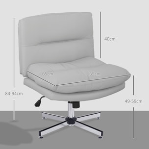 Silla de Escritorio Giratoria Silla de Oficina con Altura Ajustable Función de Basculante Base Cruzada sin Brazos y Asiento Amplio para Estudio Dormitorio Gris