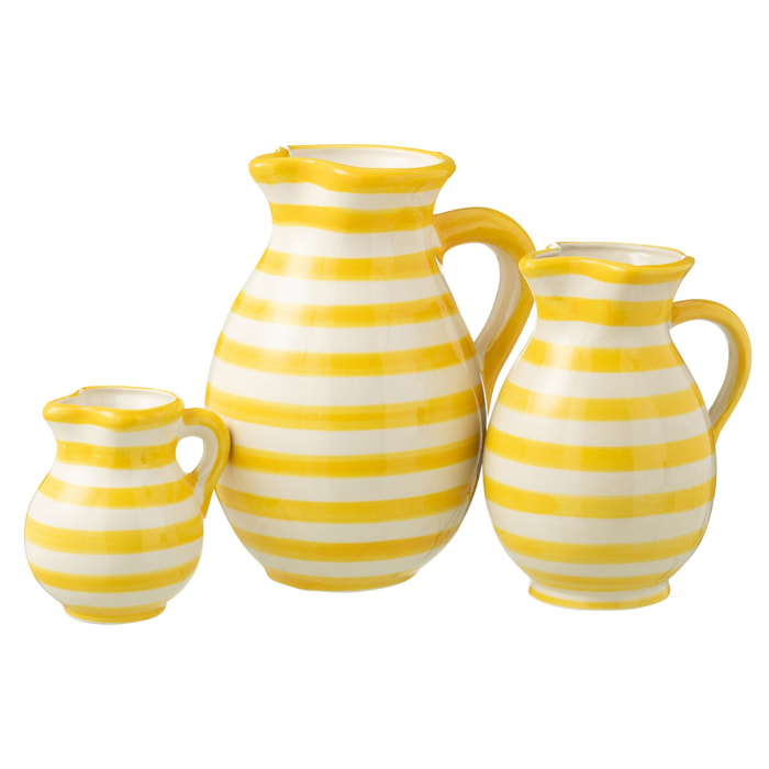 J-Line cruche Granada Stripes - céramique - blanc/jaune - large