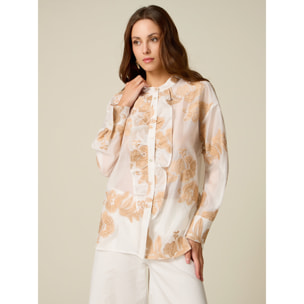 Oltre - Camicia misto lyocell con ricami - Bianco