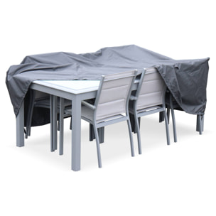 Housse de protection 202x124cm gris foncé - Bâche rectangulaire en polyester enduit PA pour table de jardin Philadelphie ou Capua 180