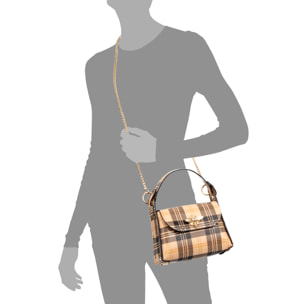 Aquileia bolso de mano mujer. Piel auténtica Ruga estampada con cuadro escocés.