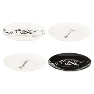 J-Line assiette Boite Cadeau - céramique - noir/blanc  - boite de 4