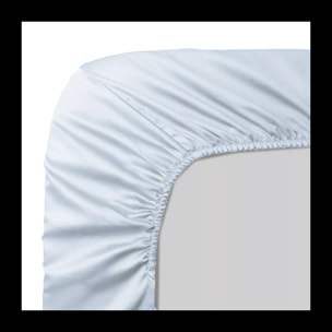 Drap housse b30 satin de coton uni gris Ava uni glacier