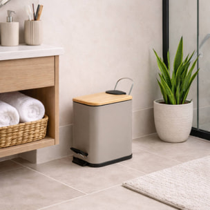 Cubo de basura con pedal ERIK de 5L en color Topo - 14x28x29cm
