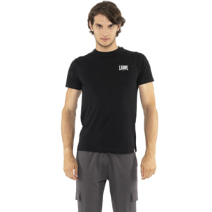 Camiseta de hombre de manga corta de algodón elástico con pequeño logo 'Basic'