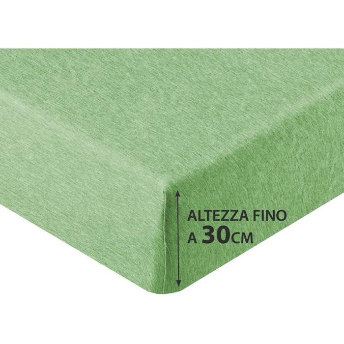 Lenzuolo Sotto Con Angoli In Jersey No Stiro In Tinta Unita Melange Colore Verde