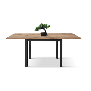 Tavolo POSITANO in legno effetto rovere e gambe antracite, allungabile a libro 90x90 cm - 180x90 cm