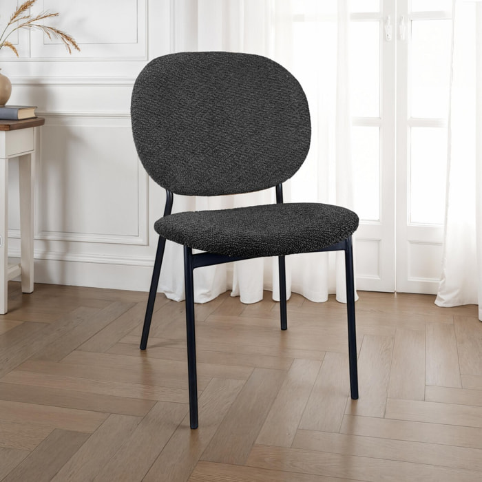Lot de 2 chaises de salle à manger Tomasucci WERZA, en tissu, anthracite, 58 × 47 × 81 cm