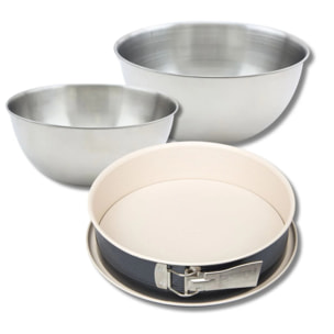 Set pâtisserie avec moule à manqué 27 cm, 2 bols à mixer et 1 spatule Zenker