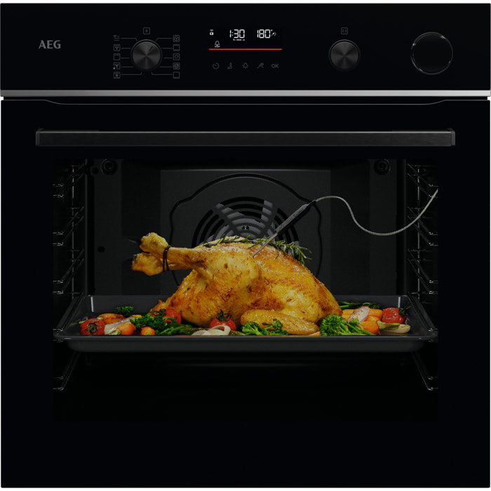 AEG Horno de vapor Serie 6000 SenseCook con SteamCrisp con Display LED Explore V7PBR521SB