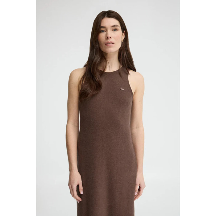 Vestido color chocolate de punto rustico con logo Polo Club