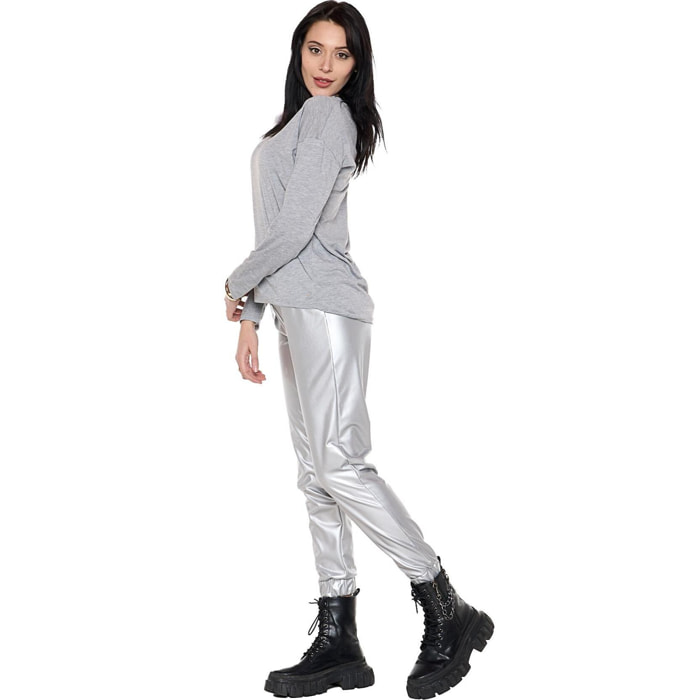 T-shirt da donna a manica lunga con spacco sul retro "Pearl"