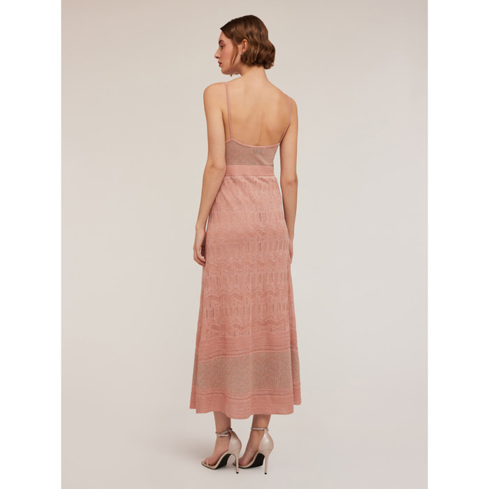 Motivi - Vestito lungo in maglia lavorata lurex - Rosa