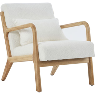 Fauteuil en bois et tissu bouclette - LANNA