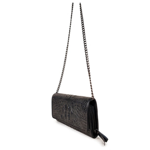 Borsa Donna in vera pelle Made in Italy colore Nero dimensioni cm 25x14x4