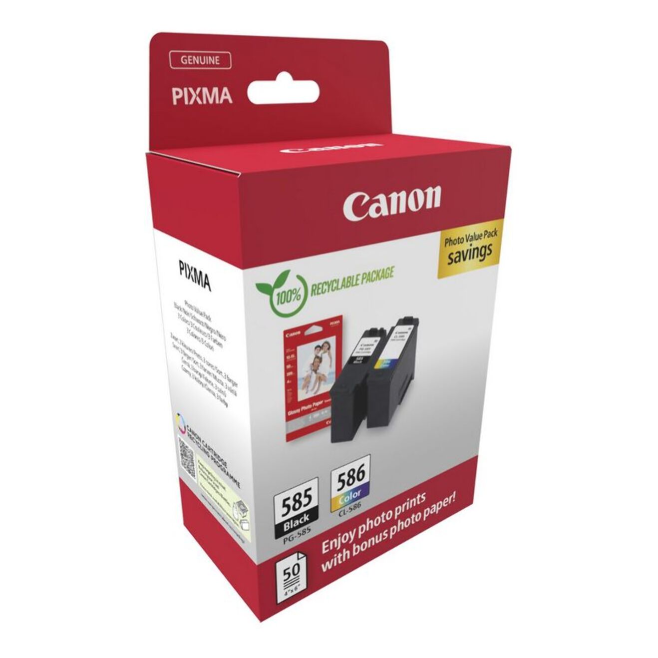 Cartouche d'encre CANON Pack de 2 Originales PG-585/CL-586 Noir et Couleur - 4106C004