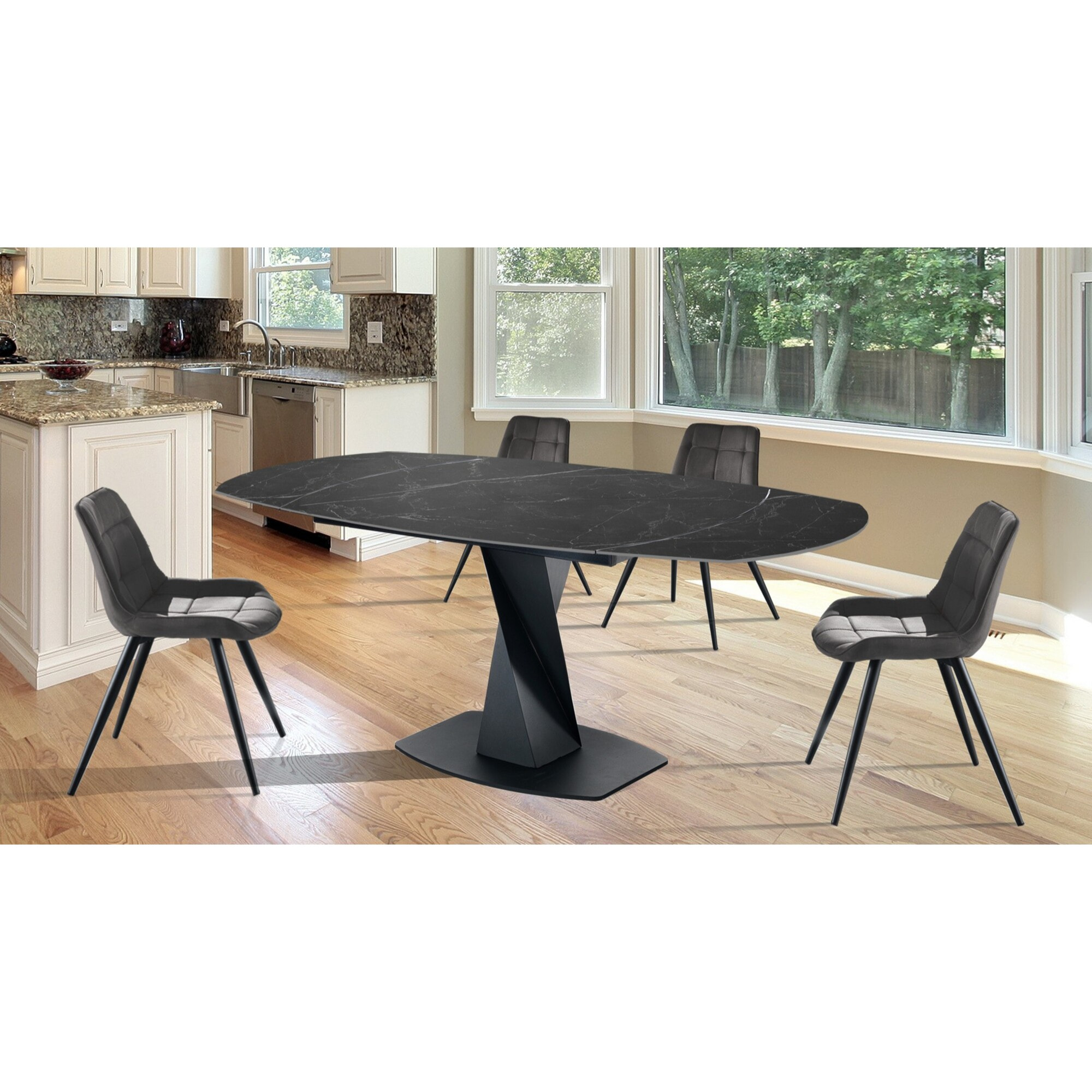 Tomasucci table extensible TWISTED BLACK MARBLE