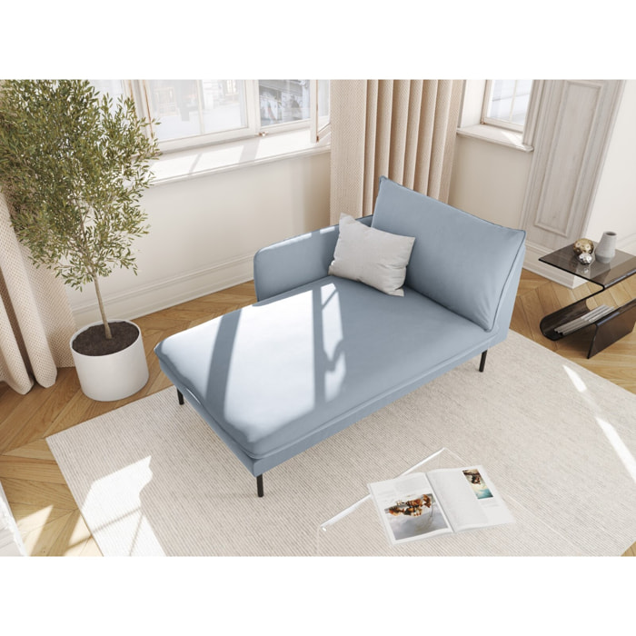 Méridienne gauche "Vienna" en velours bleu clair