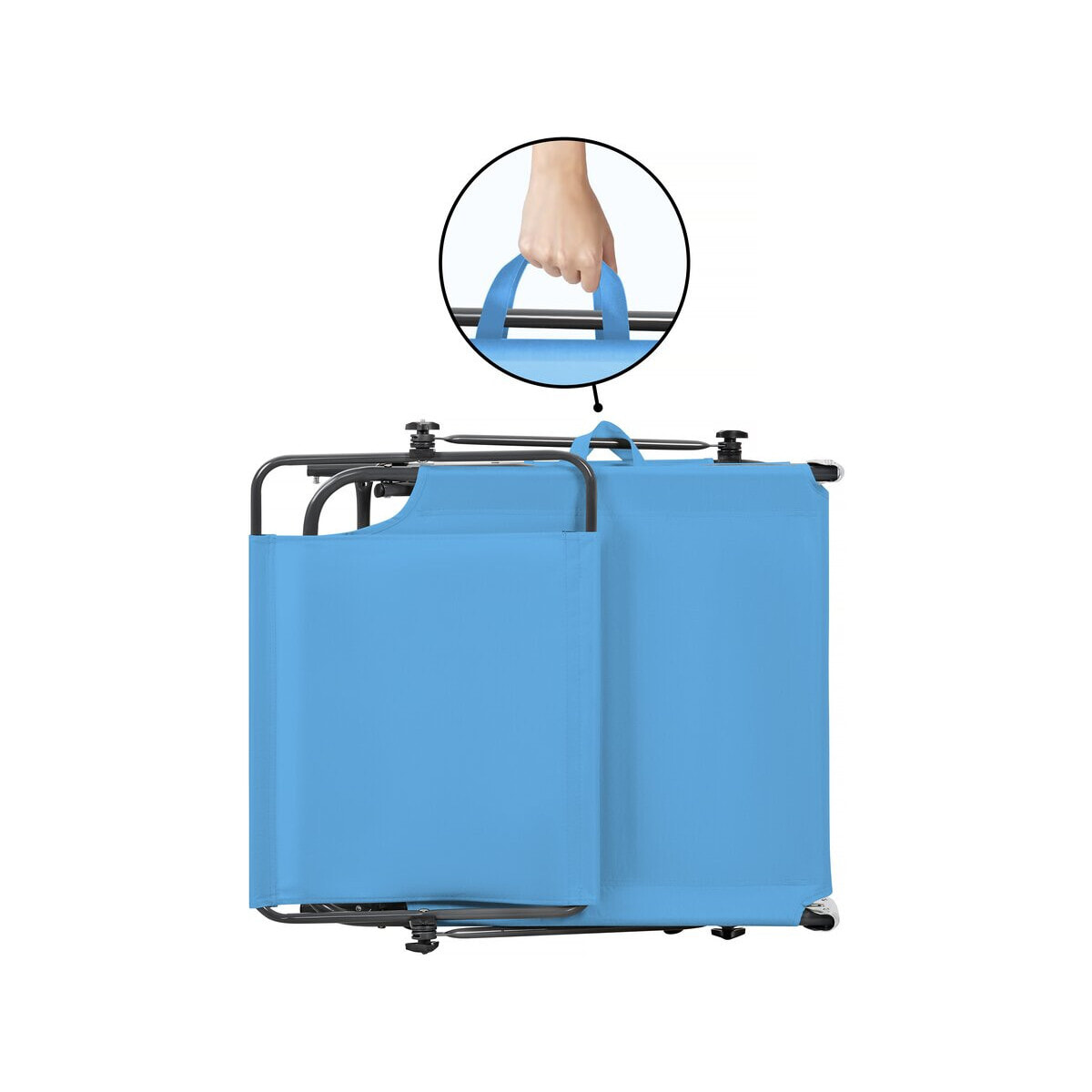 Lot de 2 bains de soleil pliable "Lazy" - Avec pare soleil - Bleu