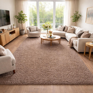 Tapis poils longs shaggy tissé motif uni ZASIVE