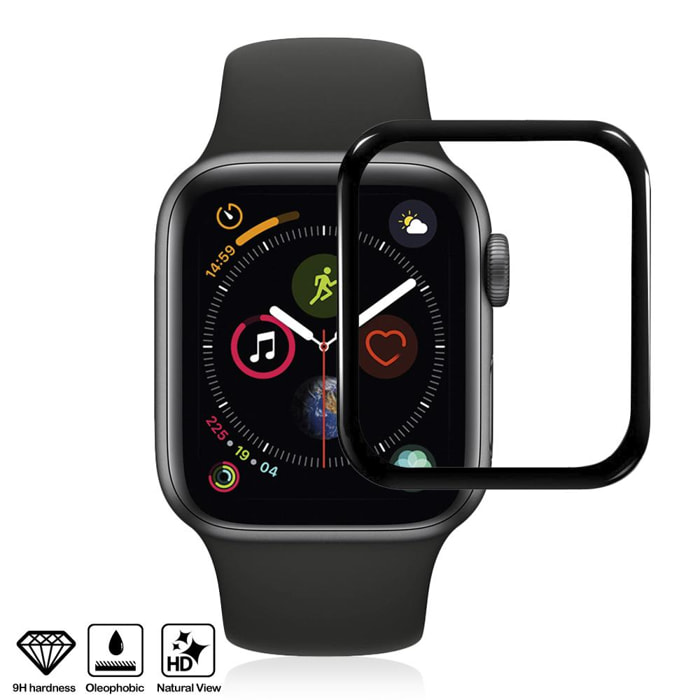 Protector de pantalla de cristal templado con bordes curvados a color para Apple Watch 40mm (Serie 4)