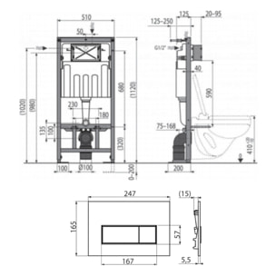 Pack WC Bâti-support Autoportant + WC sans bride SAT + Abattant SoftClose + Plaque Blanche (SMART-FusionTQ-4)