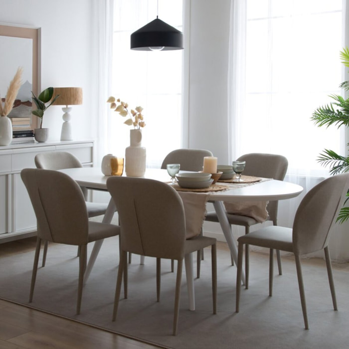 Table à manger extensible Didier -tableau en mdf-couleur laqué blanc mat 160 x 76 x 93 cm