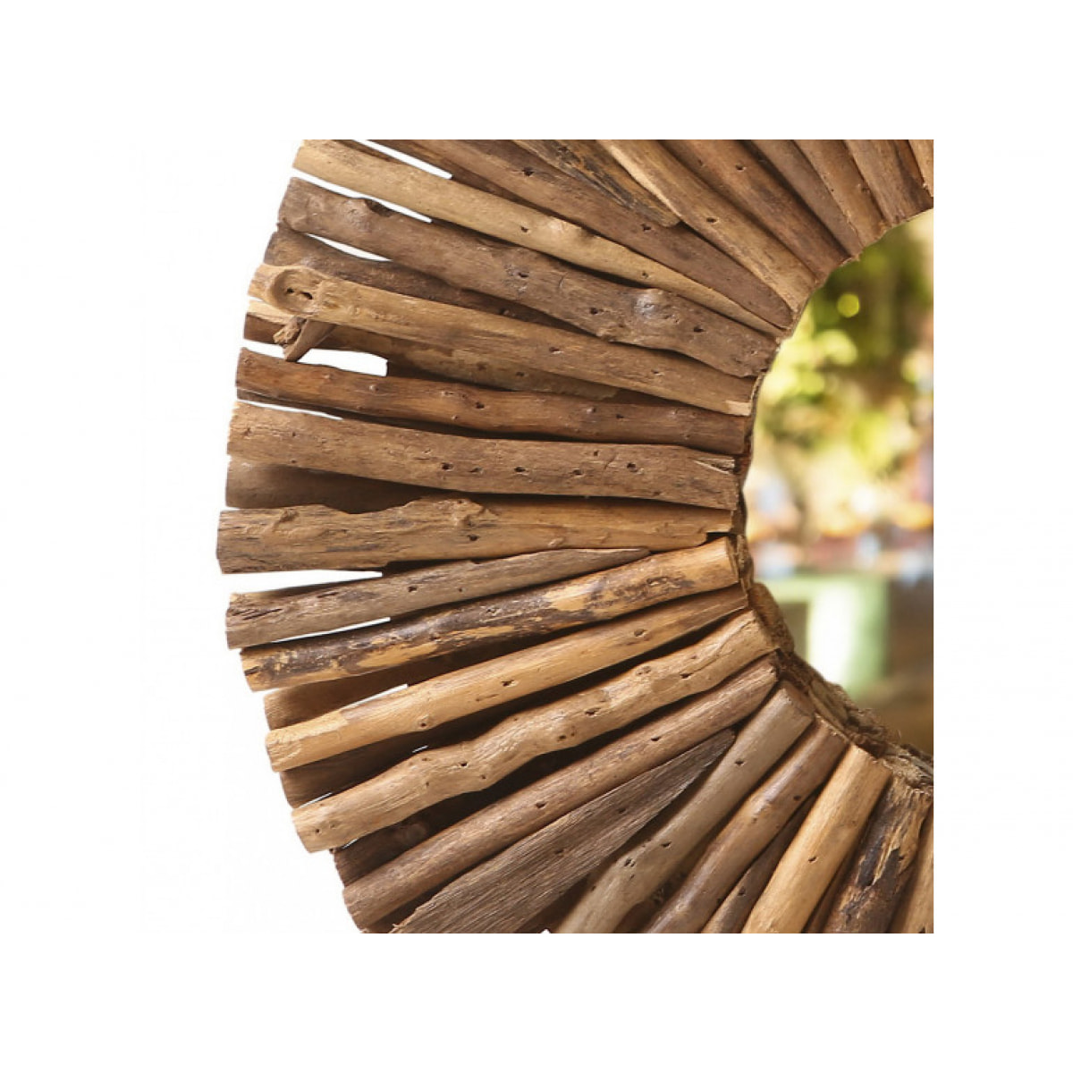 Miroir mural rond avec contour en branches D50 cm - CORDOBA