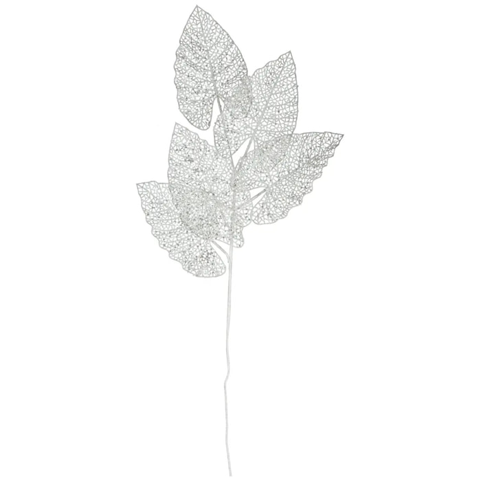 Branche 5 Feuilles Blanc Ajourées